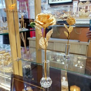 Cành hoa hồng dát vàng 25cm – Mẫu 2 bong hoa hong 2