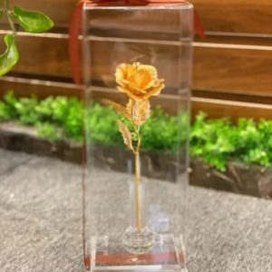 Cành hoa hồng dát vàng 25cm – Mẫu 2 bong hoa hong