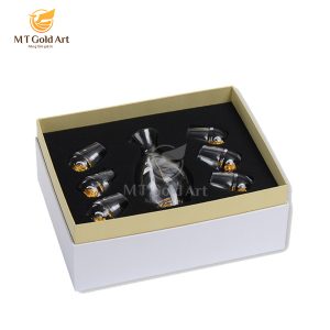 bộ bình ly rượu mạnh pha lê đúc vàng CD03 4