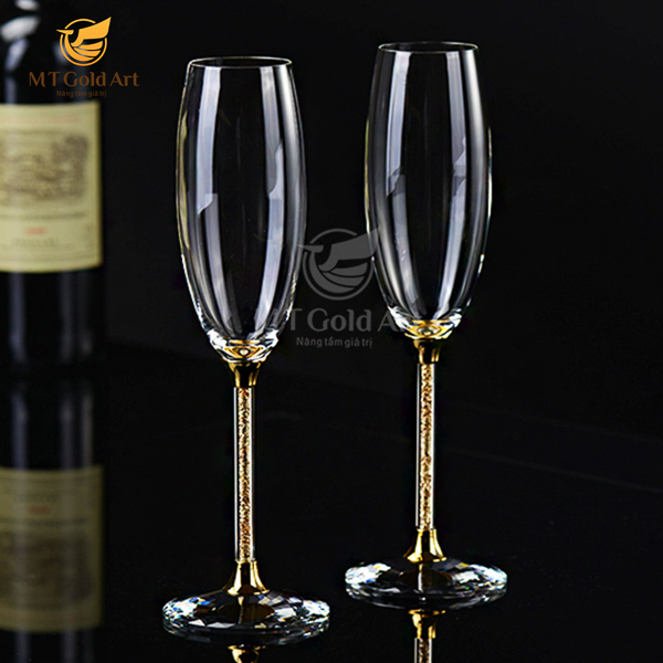 ly champagne pha lê đúc vàng G11 2