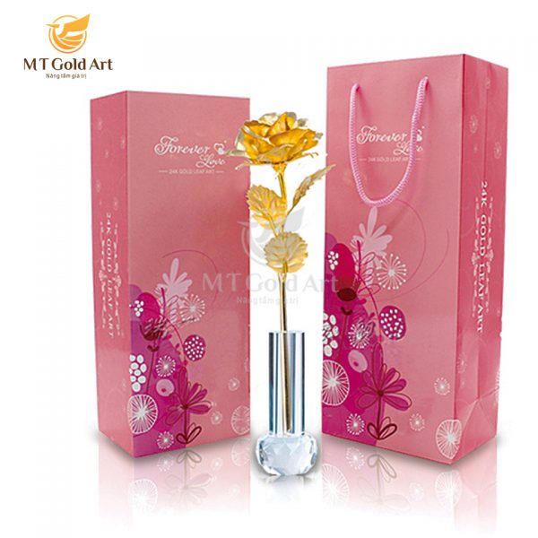 quà tặng vợ hoa hồng dát vàng