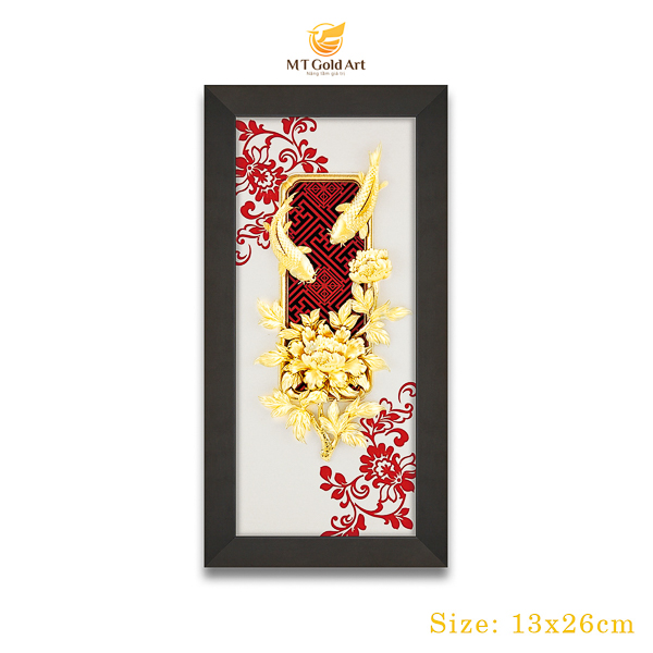 tranh doi ca chep hoa cuc 13x26cm 2