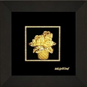 tranh hoa hồng dát vàng- quà tặng sếp nữ