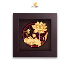 tranh hoa sen dat vang 20x20cm 3