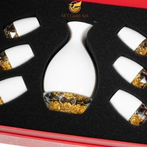 Bộ bình ly pha lê sứ đúc vàng – Quà tặng VIP độc lạ (GP03) bo ly tron 2