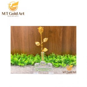 Lọ hoa hồng dát vàng- Quà tặng valentine cho bạn gái