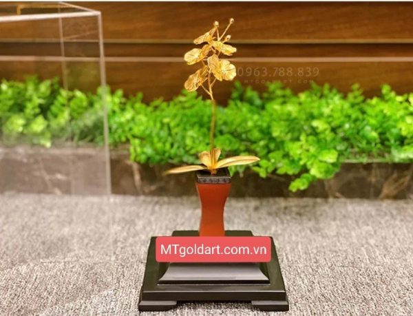 quà tặng doanh nghiệp ý nghĩa- chậu hoa lan dát vàng