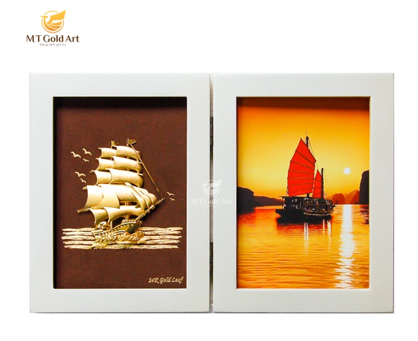 khung ảnh thuyền buồm dát vàng- quà tặng độc đáo khung ảnh thuyền buồm dát vàng- quà tặng độc đáo