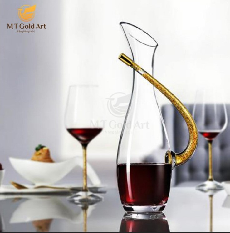 Bình chiết rượu vang pha lê đúc vàng (D001) ly ruou vang 2