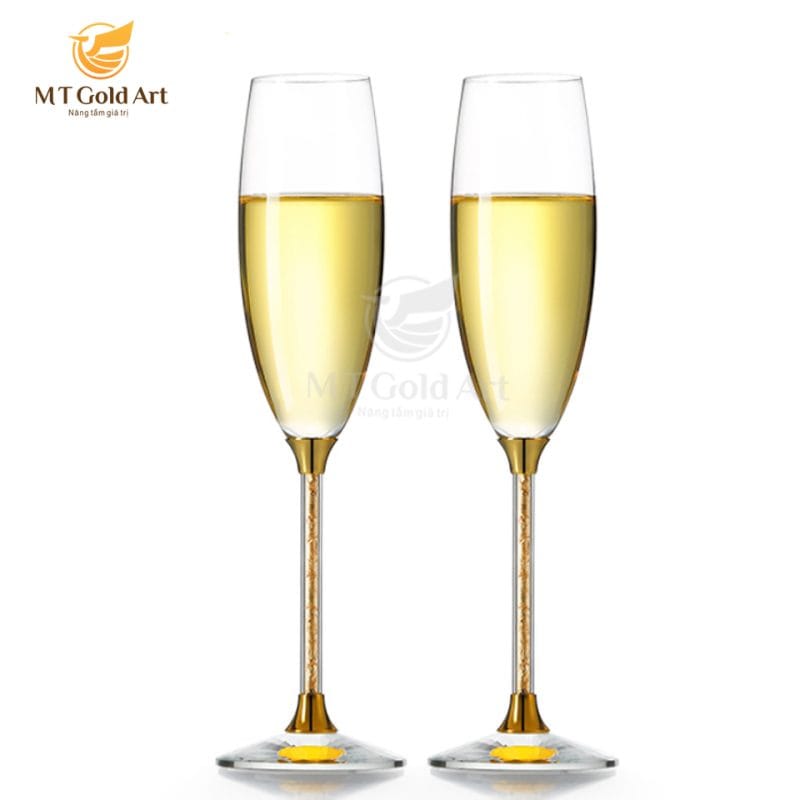 ly champagne pha lê đúc vàng G11 1