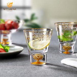 ly rượu mạnh pha lê khảm vàng W002 5