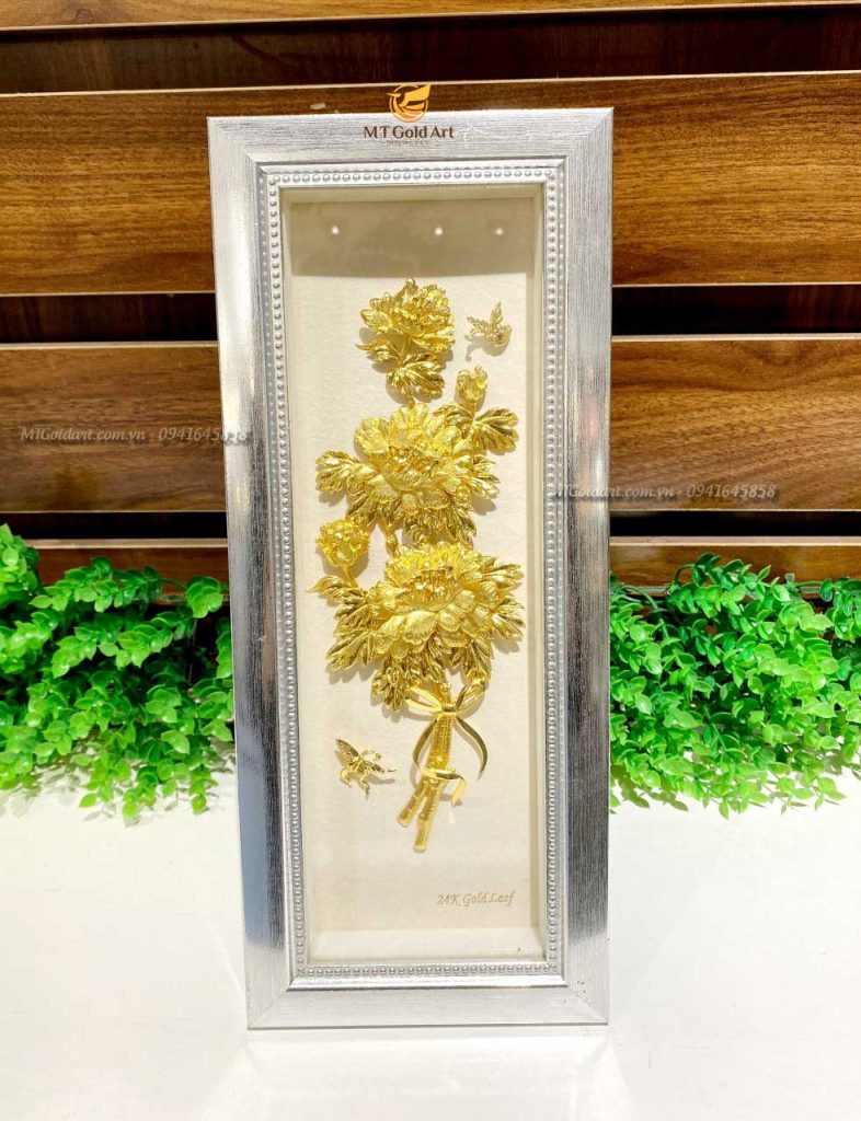 quà 20 10 tặng bạn gái- tranh hoa mẫu đơn dát vàng quà 20 10 tặng bạn gái- tranh hoa mẫu đơn dát vàng