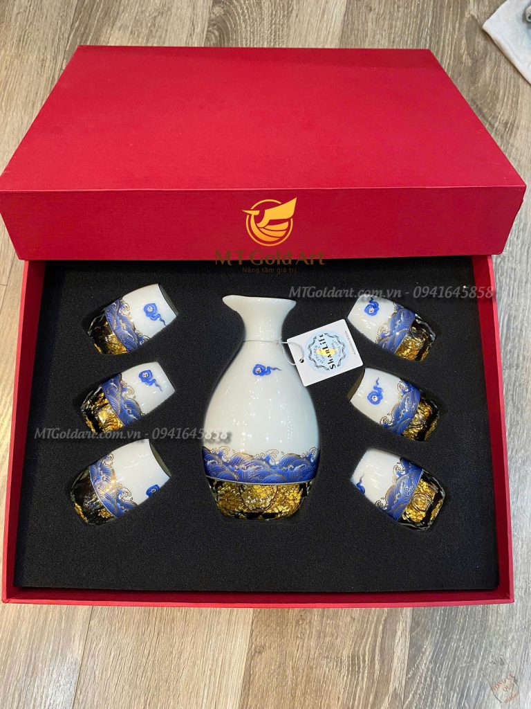 quà tặng cao cấp- bộ bình ly rượu pha lê sứ đúc vàng quà tặng cao cấp- bộ bình ly rượu pha lê sứ đúc vàng