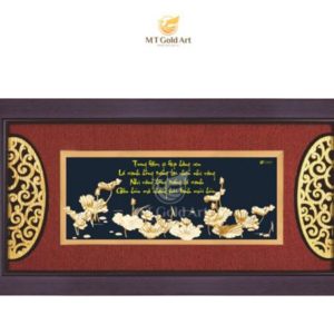 Tranh hoa sen dát vàng (42x81cm) qua tang doanh nghiep y nghia tranh dam hoa sen dat vang 2