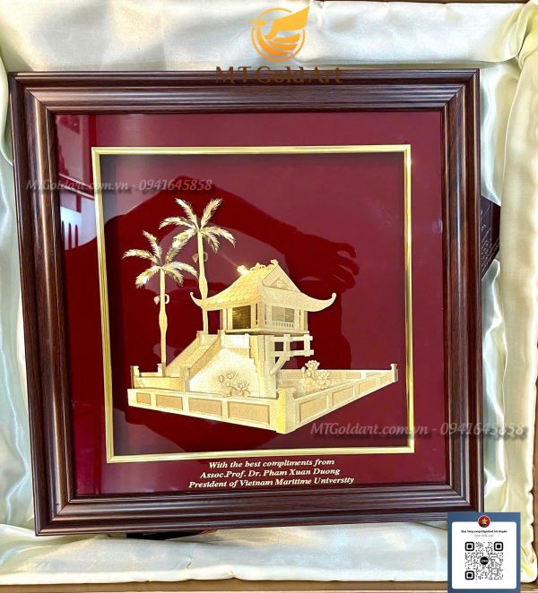 quà tặng đối ngoại- tranh chùa một cột dát vàng