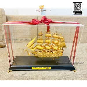 Mô hình thuyền buồm mạ vàng Mẫu 44 (Cỡ đại) qua tang doi tac nuoc ngoai mo hinh thuyen l43