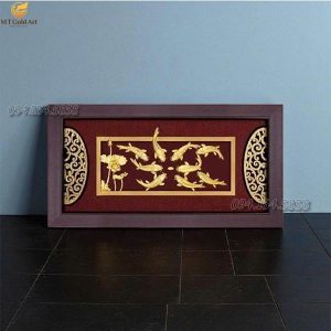 quà tặng khách hàng cao cấp- tranh cửu ngư quần hội dát vàng