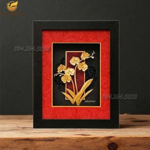 quà tặng khách hàng cao cấp- tranh hoa lan dát vàng
