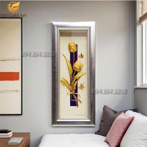 quà tặng khách hàng nữ- tranh hoa tulip dát vàng