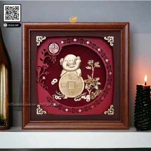quà tết cao cấp ý nghĩa- tranh heo dát vàng