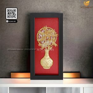 quà tết doanh nghiệp- tranh cây trúc dát vàng