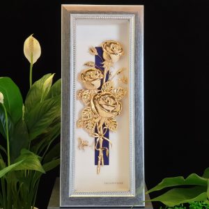 Tranh hoa hồng dát vàng (14x34cm) tranh hoa hong 5
