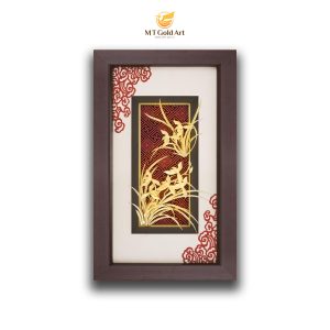 quà tặng khách hàng cao cấp, ý nghĩa- tranh hoa lan dát vàng