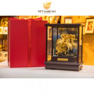 Tượng chim hạc dát vàng - Mẫu 2 (17x29x34cm) tuong doi tung hac dien nien 2