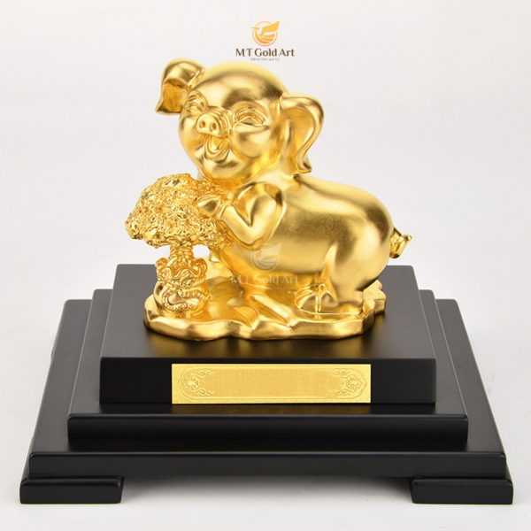 quà tặng cao cấp- tượng heo phong thủy dát vàng 