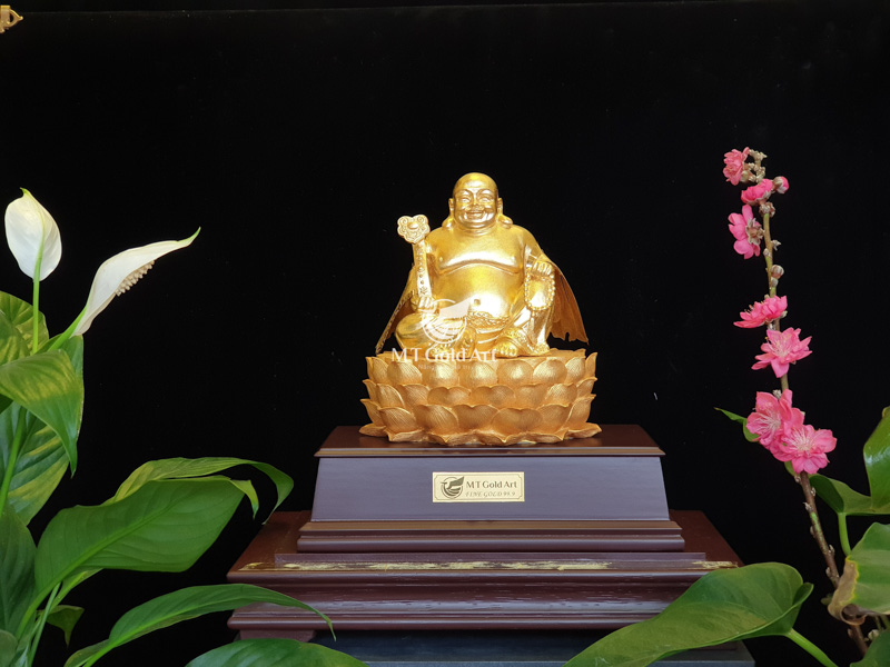 Tượng Phật Di lặc dát vàng (17x29x34cm) tuong phat di lac dat vang