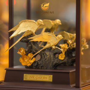 Tượng đôi chim én dát vàng 17x29x34cm tuong đoi en 2