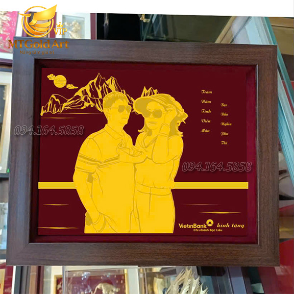 Bản thiết kế 3d tranh chân dung cặp đôi phác thảo gửi khách hàng duyệt trước