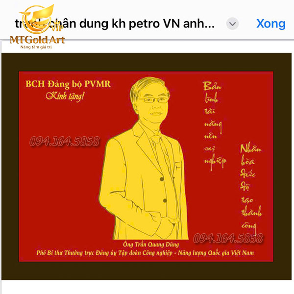 Bản thiết kế 3d tranh chân dung ông Trần Quang Dũng gửi khách hàng duyệt