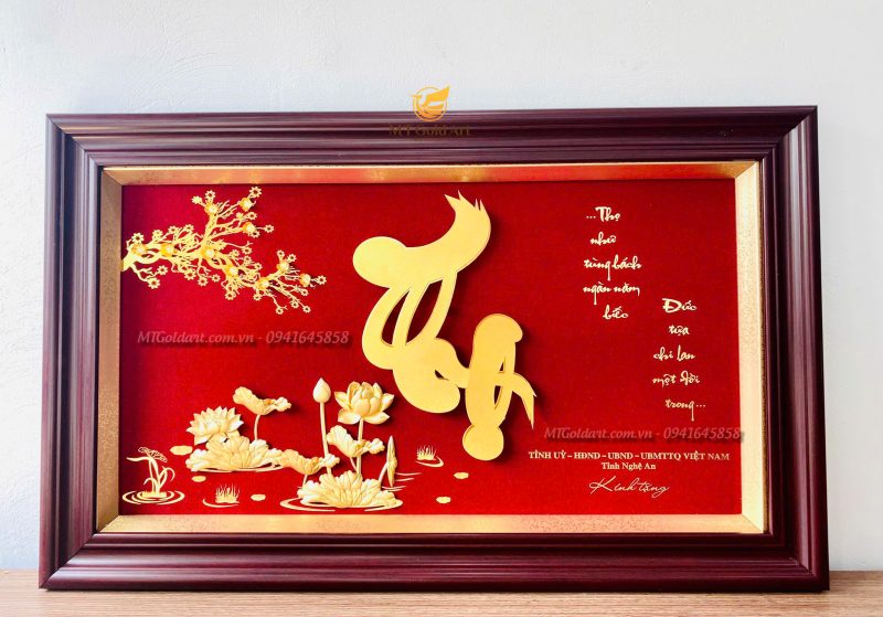Quà Mừng Thọ Lãnh Đạo - Tỉnh Ủy- HĐND- UBND- UBMTTQ VIỆT NAM tỉnh Ngệ An- Tranh Chữ Thọ Dát Vàng quà mừng thọ- tỉnh ủy nghệ an kính tặng- tranh chữ thọ dát vàng