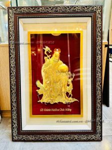 quà mừng thọ ý nghĩa- tranh ông thọ dát vàng