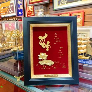 Tranh Chữ Thọ Dát Vàng 24k (27x34cm)- Quà Mừng Thọ Ý Nghĩa qua tang mung tho y nghia tranh chu tho 1
