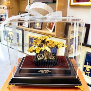 Chậu Hoa Mai Ngũ Phúc (34x29x17cm)- Quà Tết Cao Cấp qua tang tan gia chau hoa mai ngu phuc dat vang