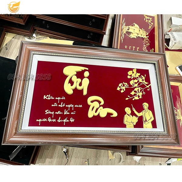 Tranh chữ tri ân dát vàng - quà tặng thầy giáo dát vàng Tranh chữ tri ân dát vàng - quà tặng thầy giáo dát vàng