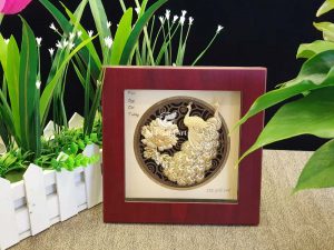 tranh doi chim cong dat vang