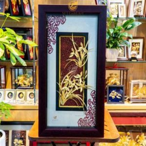Tranh hoa lan dát vàng- Quà tết cao cấp, ý nghĩa