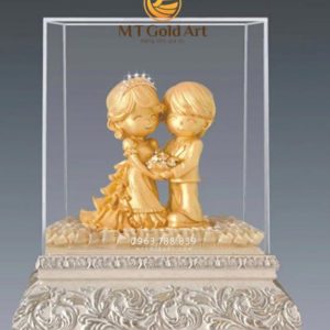 Tượng cô dâu chú rể dát vàng (17x29x34cm) tuong co dau chu re 2