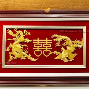 Quà cưới ý nghĩa- tranh long phụng dát vàng 24k