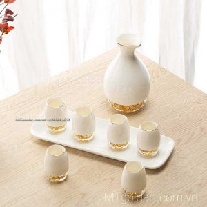 quà tặng cho chồng ý nghĩa- bộ bình ly sứ dát vàng