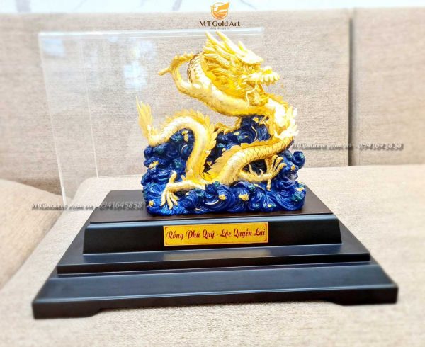 quà tặng khai trương cửa hàng- tượng rồng phú quý dát vàng