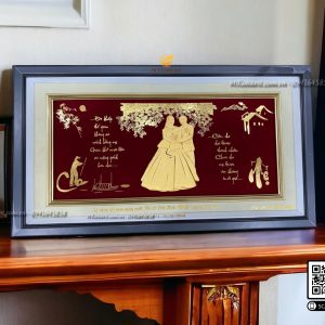 qua tang ky niem 50 nam ngay cuoi cha me tranh chan dung cha me thiet ke theo yeu cau