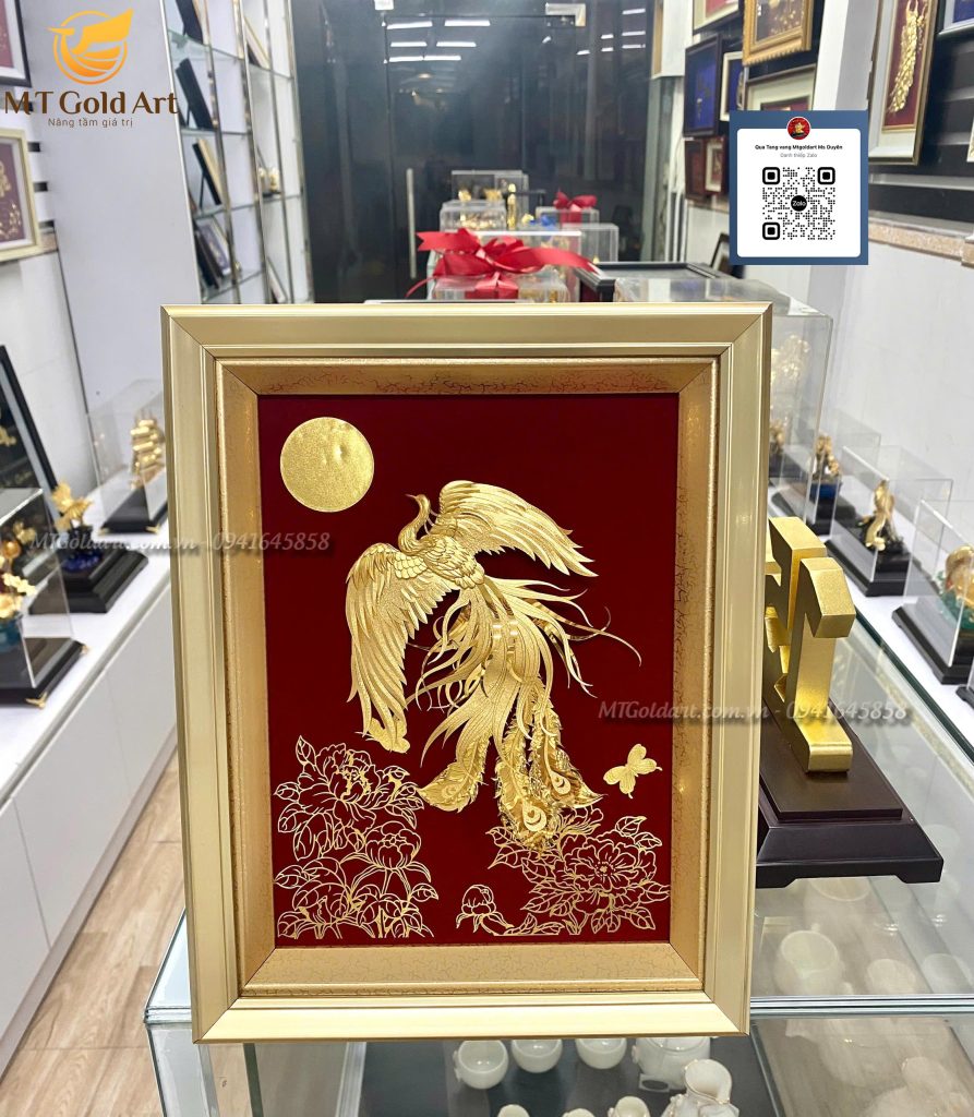 quà tặng sếp nữ cao cấp- tranh phượng hoàng dát vàng quà tặng sếp nữ cao cấp- tranh phượng hoàng dát vàng