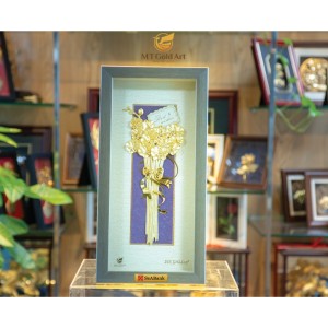 Tranh hoa lan dát vàng (13x26cm) tranh bo hoa lan 13x26