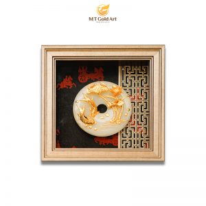 tranh dia ngoc ca chep hoa sen 20x20 95
