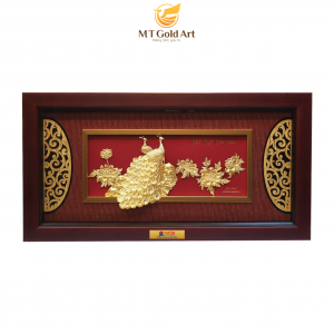 tranh đôi chim công dát vàng- quà tặng khách hàng cao cấp