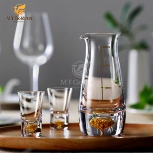 bộ bình ly rượu mạnh pha lê đúc vàng CD01 2